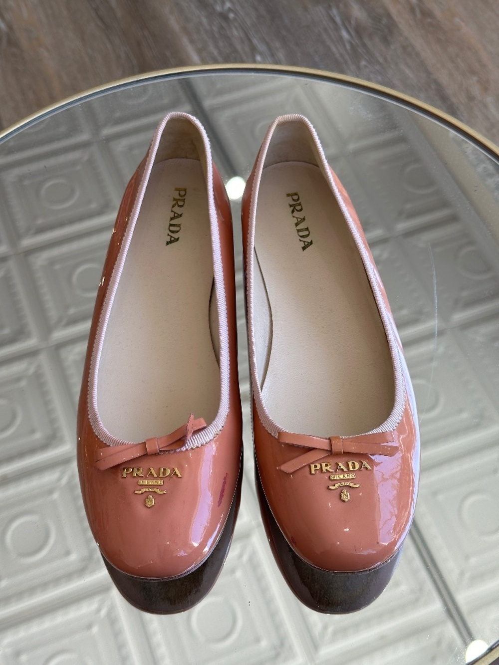 Vintage Prada Blush Pink Patent Leather Ballet Flats